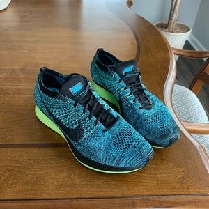 2015 Nike Flyknit Racer Blue/Green, Mens, well taken care of